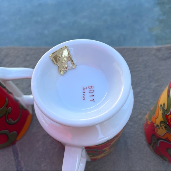 Holt-Howard Set Of 4 Mid-Century Pedestal Mugs Groovy Psychedelic Vintage - Picture 8 of 9